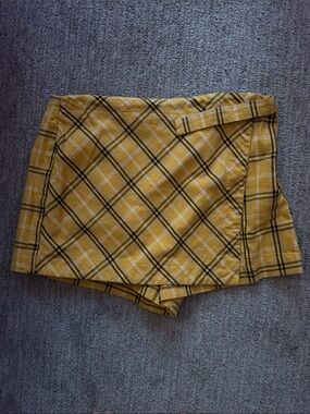 Yellow Plaid Wrap-Front Women’s Skort